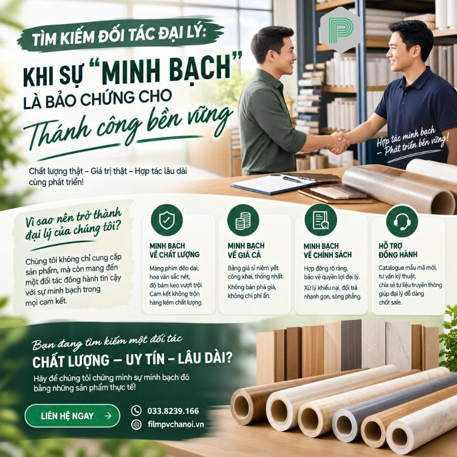 PVC Hà Nội tìm kiếm đại lý phân phối Film Dán Cửa PVC toàn quốc