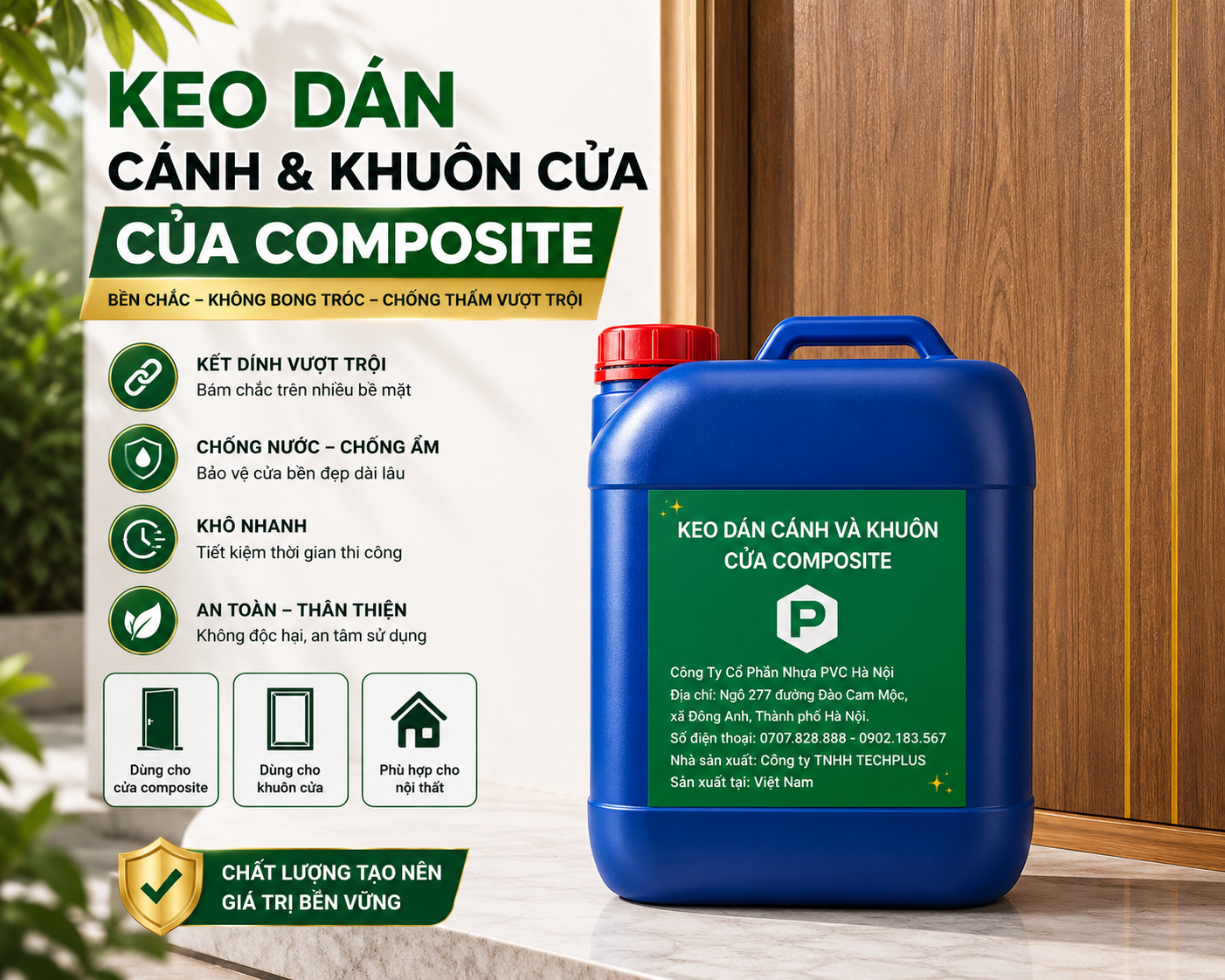 Keo dán cho cửa Composite