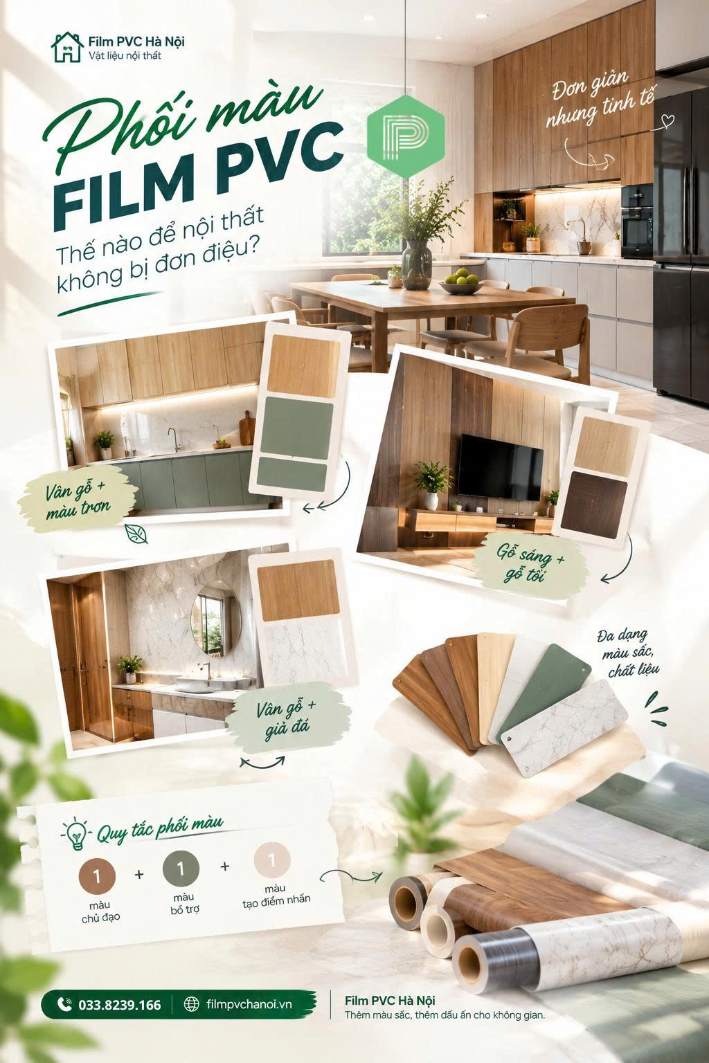 Phối màu film PVC dán cửa: Cách chọn màu đẹp, hài hòa cho nội thất